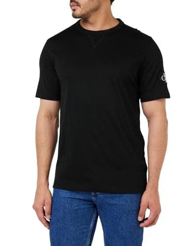 Image of Calvin Klein Men’s Short Sleeve Regular T-Shirt with Logo Badge, Black (Ck Black), XXL