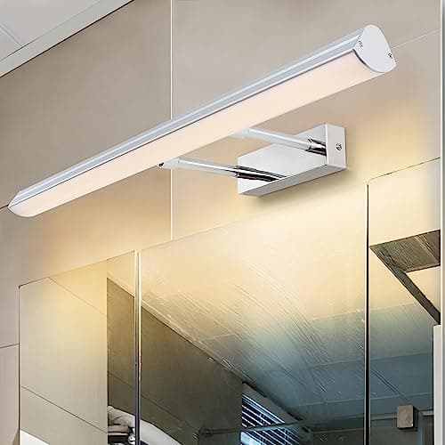 Image of MantoLite 60CM LED Bathroom Mirror Lights Adjustable Angle 180°12W Picture Lights IP44 Bath Wall Lights Chrome Vanity Light for Bedroom Living Room 3000K Shaving Light