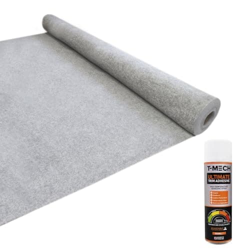 Image of Camper Van Lining Carpet Silver Grey 4Way Super Stretch 2m Wide 5.5m Long 11m2 with 5 Cans of Glue Coverage Car Motorhome Vehicle Interior Campervan Conversion Kit Polypropylene Fits any Make or Model
