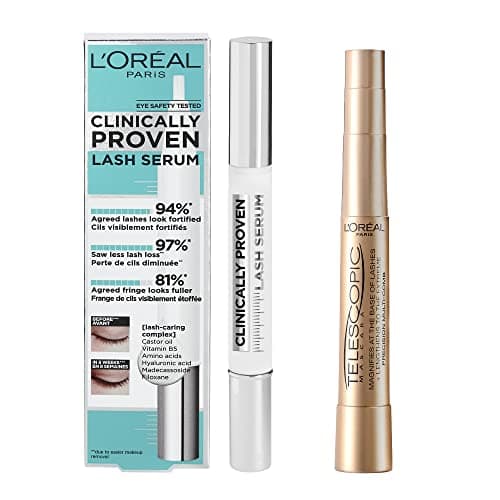 Image of L'Oreal Paris Eye Kit, Telescopic Lengthening Mascara, for up to 60% Longer Eyelashes, and Clinically Proven Lash Serum for Stronger, Thicker-looking lashes, with Castor Oil and Hyaluronic Acid