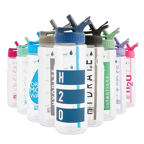 Image of Polar Gear Motivational 750ml Water Bottle With Straw - BPA Free, Time Markings - Running & Sports Bottle, Reusable for Work, School, Cycling, Indigo