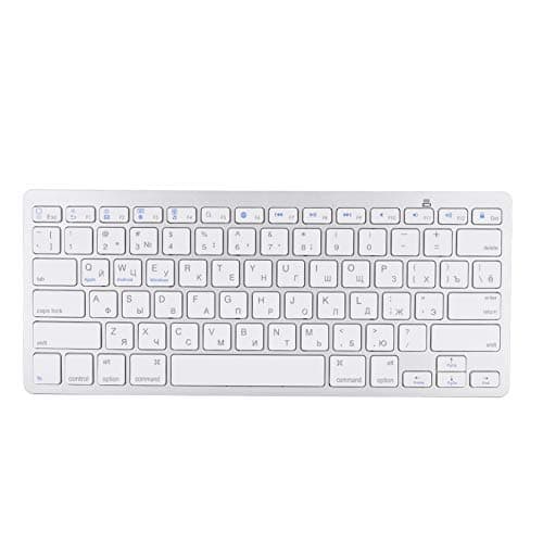 Image of Zunate Russian Bluetooth Keyboard,78 keys Ultra-thin Russian Wireless Keyboard Typewriter, for mac,for Android,for Windows - Silver White