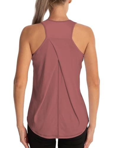 Image of Dawnrole Gym Tops for Women Sleeveless Yoga Fitness Shirts Racerback Sports Top Women Coral
