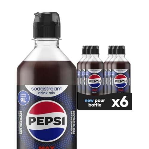 Image of Flavours Pepsi Max Sparkling Drink Mix, Soda & Fizzy Drink Maker Concentrate, Diet Pepsi with Maximum Taste & No Sugar, Official Pepsi Cola x SodaStream Syrup - 6 x 440ml Multi Pack