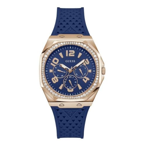 Image of GUESS Zest Women's Silicone Watch, Blue, Classic