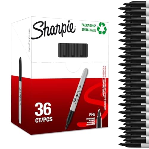 Image of Sharpie Permanent Markers | Fine Point for Bold Details | Black Ink | 36 Marker Pens