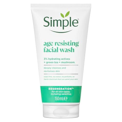 Image of Simple Regeneration Age Resisting Facial Wash with green tea and prebiotic cleanser for revived and revitalised skin 150 ml