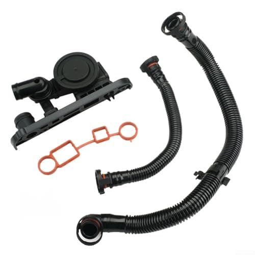 Image of Feeshoppher Crankcase Ventilation PCV Valve Hose Kit Set with Gaskets for and 2.0T Engine Replacement Black Plastic OEM 06F129101L 06F103221E 06