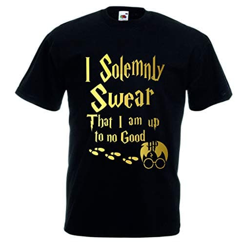 Image of I Solemnly Swear That i Am Up to No Good T-Shirt - Harry Potter Inspired Wizard Magic Birthday Gift Adult T Shirt Sizes S - XXXL (Large, Black)