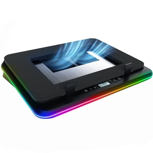 Image of KLIM Turbofrost Gaming Laptop Cooling Pad - 4 Powerful Turbo Fans - 4 x 4000 RPM, Laptop Cooler 2 Power Modes USB-C/DC, Dynamic RGB, 4-Ports USB, Sealed Foam for Fast Cooling - Up to 17in