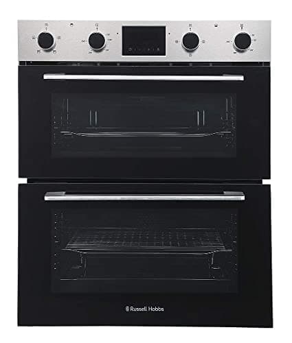 Image of Russell Hobbs 72cm High, 60cm Wide, Stainless Steel, 92L, Built Under, Electric Fan Double Oven, RH72DEO1002SS - Free 2 Year Guarantee