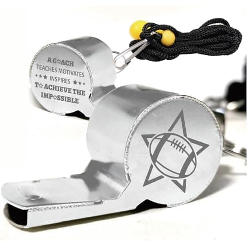 Image of CREATCABIN 1 Box Rugby Whistle Coaches Whistles Bulk Silver Metal Stainless Steel Sports Teaches Loud Clear Sound Referee Gear with Lanyard for Officials Football Training Gift 1.8" x 0.7" x 0.9"