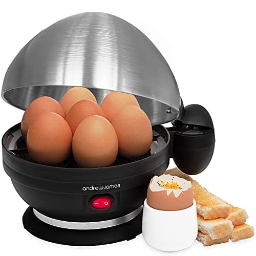 Image of Andrew James Egg Boiler Poacher Electric Cooker with Steamer Attachment for Perfect Soft and Hard Boiled Eggs | up to 7 Egg Capacity | Water Measuring Cup & Egg Piercer | 380W