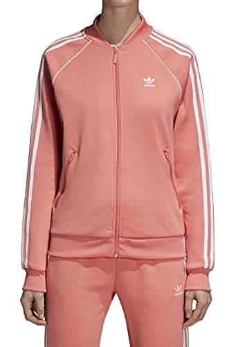 Image of adidas Originals womens-Superstar Track Top Long Sleeve Shirt - pink - XXS