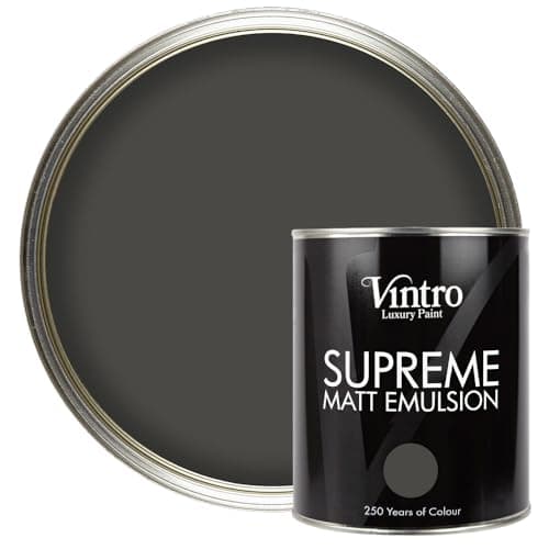 Image of Vintro | Luxury Matt Emulsion | Dark Grey | Smooth Chalky Finish | Multi Surface Paint | for Walls, Ceilings, Wood and Metal | 1L (Charcoal Grey - Midnight)