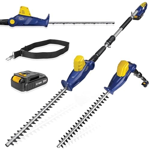Image of Skotek Cordless Long Reach Hedge Trimmer, 20V Lithium-Ion 2.43m Telescopic Hedge Trimmer Cordless Hedge Cutter with 1x Battery, Shoulder Strap and Charger Included