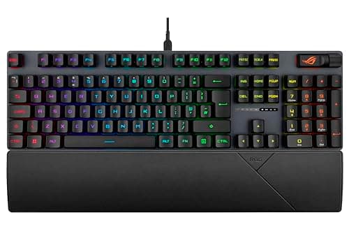 Image of ASUS ROG Strix Scope II RX Gaming Keyboard, IP57, Dampening Foam, Pre-lubed ROG RX Red Optical Switches, PBT Keycaps, multi-function controls, Xbox Game Bar function hotkeys, RGB-Black, UK Layout
