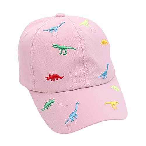 Image of Miyanuby Baby Kids Baseball Caps Cotton Adjustable Summer Sun Hats for Toddler Baby Boys Girls Cartoon Dinosaur Hats Pink
