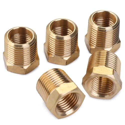Image of LTWFITTING Brass Pipe 3/8-Inch Male BSPT x 1/4-Inch Female BSPP Hex Bushing Reducer Fittings Fit for Compressor Air Line (Pack of 5)