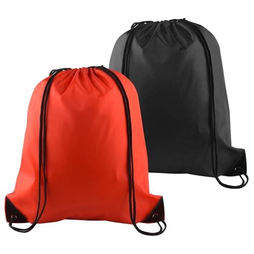 Image of PLULON 2Pcs Drawstring Bags Bulk Drawstring Backpack Red Black String Backpack Cinch Sack Sport Gym Backpack Bags for Yoga Traveling Outdoor Sports