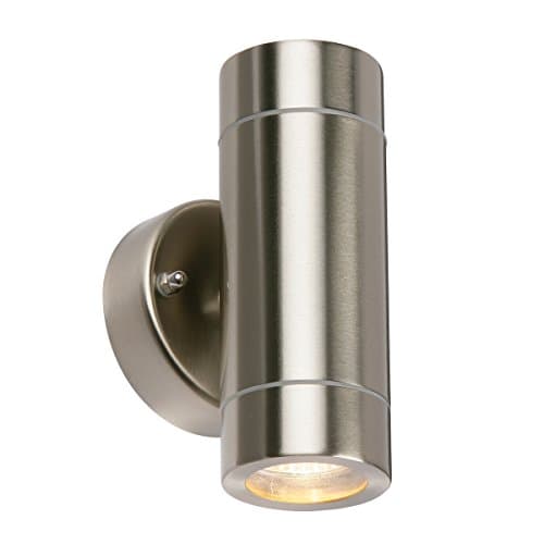 Image of Palin Exterior Interior Stainless Steel Light Outdoor Garden Up/Down Wall Light GU10 IP44 Rated