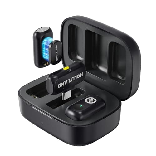 Image of Hollyland LARK A1 Wireless Mini Microphone for iPhone15/16 & Android, Pure Sound, Noise Cancelling, Magnetic Microphone for YouTube, TikTok, Podcast, Vlogging for USB-C(2TX+1RX+Charging Case)