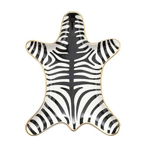Image of LYOFOX Zebra Decorative Jewelry Dish Tray, Engagement Wedding Birthday Valentines's Day Gifts for Women, Gilded 5.9", Gold (Gold) (Black)