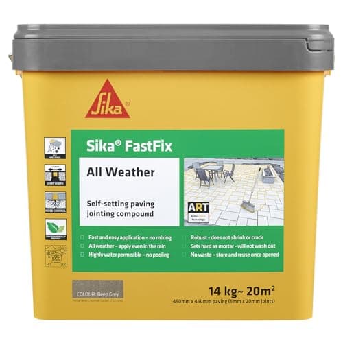Image of Sika – FastFix All Weather Self-Setting Paving Jointing Compound – Ready to Use – No Mixing Required - Deep Grey – 14kg – 20 sq. m