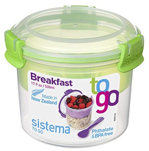 Image of Sistema Klip It Colour Accents Breakfast To Go Container, Assorted Colours, One Only Supplied