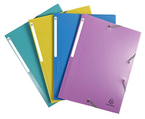 Image of Exacompta - Ref 55190E - Forever Young Collection - Elasticated 3 Flap Folders - 240 x 320mm in Size, Suitable for A4 Documents - Assorted Colours (Pack of 4)