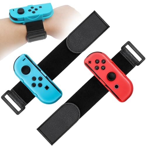 Image of Cverny Wrist Band Straps Compatible with Nintendo Switch, 2 Pack Armbands for Just Dance 2019, Joy-Con Accessories, Upgraded Adjustable Straps for Adults and Kids - Blue and Red (12 inch)