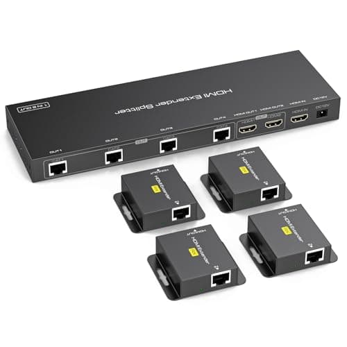 Image of VEDINDUST HDMI Extender Splitter 1 in 6 out over Cat6/7 HDMI over Ethernet Up to 50M 165ft with 2 Loop Outputs Supports EDID Management 1080P60Hz POC