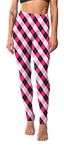Image of Fioeyr Womens Red Tartan Check Print Elacticated Ladies Full Length Long Stretchy Leggings