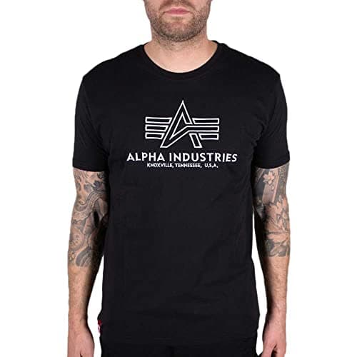 Image of Alpha Industries Basic T Embroidery T-Shirt for Men Black/White