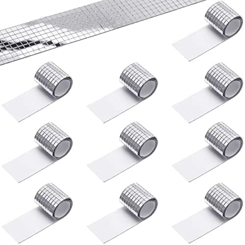 Image of 4720 Pieces Self-Adhesive Mirrors Mosaic Tiles, Glass Mirror Wall Sticker, Square Glass Mosaic Stickers Mini Mirror Stickers for DIY Disco Party DIY Decor (5 x 5 mm, Silver)