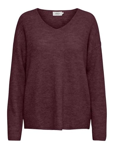 Image of ONLY Womens Onlcamilla V-Neck L/S Pullover KNT Noos Sweater, Port Royale/Detail:Melange, M UK