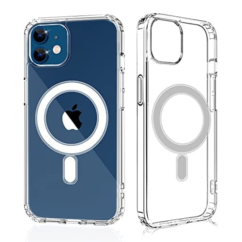 Image of Losvick for iPhone 12 Mini Case Compatible with MagSafe, Shockproof [Anti-Yellow] Scratch-Resistant Hard PC + TPU Bumper Cover Magnetic Case for iPhone 12 Mini 5.4'', Clear