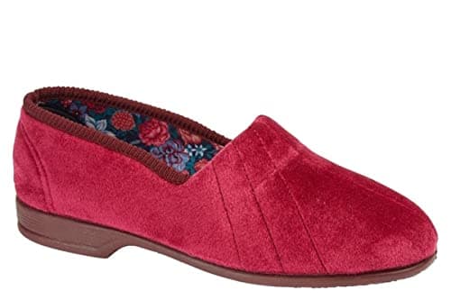 Image of Sleepers Womens Audrey III Roll Top Slippers with Rubber Sole Red 5 UK