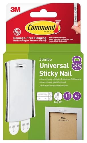 Image of Command Large Metal Universal Picture Hanger, 1 Hook + 4 Adhesive Strips, Damage-Free Hanging for Frames, Mirrors, Wall Decor and Clocks, Holds 3.6 kg