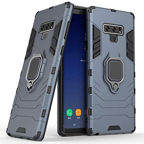 Image of Compatible with Galaxy Note 9 Case, Metal Ring Grip Kickstand Shockproof Hard Bumper Shell (Works with Magnetic Car Mount) Dual Layer Rugged Cover for Samsung Galaxy Note9 (Navy Blue)