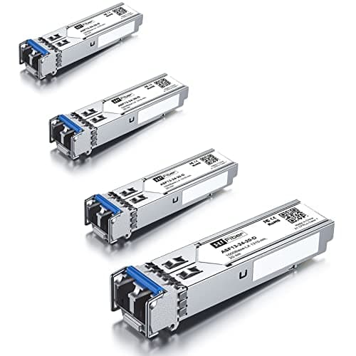 Image of 4 pack, 1000BASE-LX SFP Transceiver, SFP to LC, 1.25G singlemode module Compatible with Cisco GLC-LH-SM/GLC-LH-SMD, MA-SFP-1GB-LX20, Ubiquiti UniFi UF-SM-1G, Mikrotik S-31DLC20D, Netgear AGM732F...