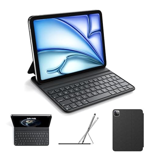 Image of HOU Keyboard Case for iPad Air 11 inch M2/M3 & iPad Air 5th/4th(2022/2020) & iPad Pro 11 inch 4th/3rd/2nd/1st (2018-2022) – Smart Cover Folio, Slim & Light, Semi-Silicone, 2 Viewing Angles