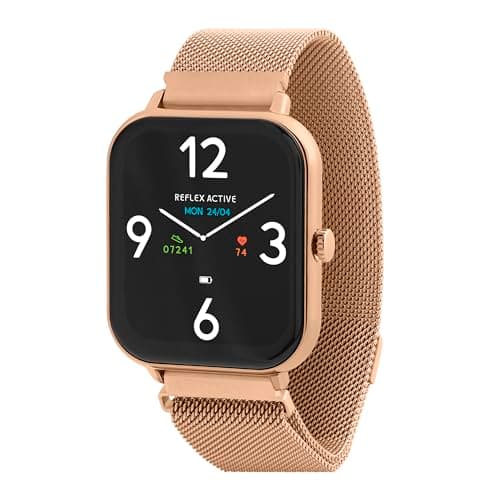 Image of Reflex Active Series 23 Rose Gold Plated Mesh Strap Fitness Calling Smart Watch