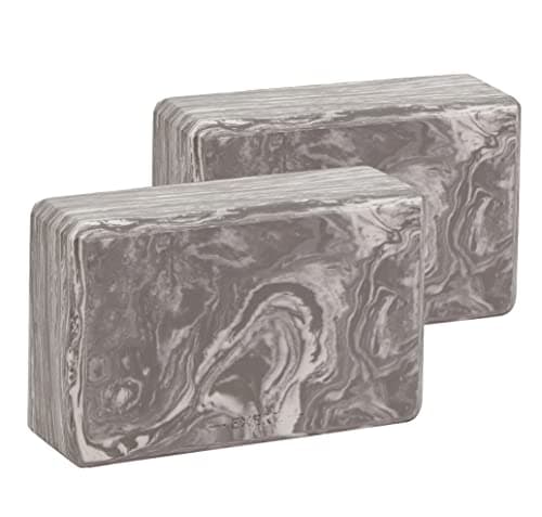 Image of EXERZ Yoga Blocks 2pcs Gym Bricks -Comfortable Fitness Yoga Bricks, Anti-Slip, Lightweight and Travel Friendly Pilates Practice (Marbel Black)