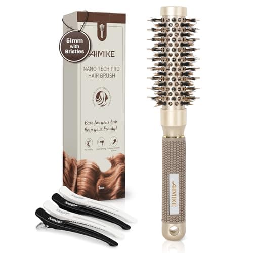 Image of AIMIKE Round Hair Brush,Nano Thermal Ceramic & Ionic Tech Hair Brush, Small Round Brushes w/Boar Bristles for Blow Drying, Enhance Texture for Hair Drying,Styling,Curling and Shine (51mm,Barrel 25 mm)