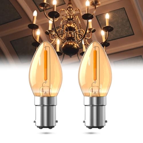 Image of Luxvista 0.5W B15 Small Bayonet Candle Bulbs,C7 B15 LED Candle Bulb,2200K Amber Warm White Night Light Bulb,SBC Small Bayonet Cap Vintage LED Bulb for Ceiling Lights, Chandelier-2Pack