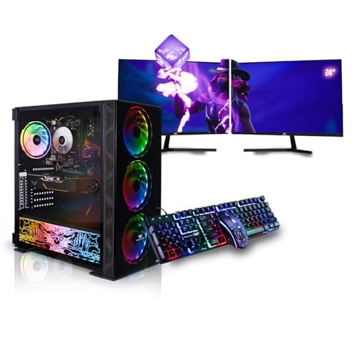 Image of Veno Scorp Gaming PC Dual 24" Monitor Bundle Intel Core i7-3770 Processor RX 550 4GB Graphics Card - 16GB Ram - 512GB SSD - 550W PSU - Windows 10 - WiFi - Neonzilla 4