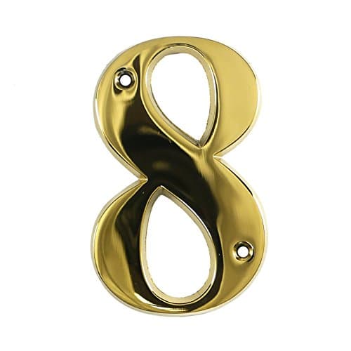 Image of Beautiful 3 Inch Bevelled Edge Polished Gold Door Number 8 - Screw Fix Front House Number