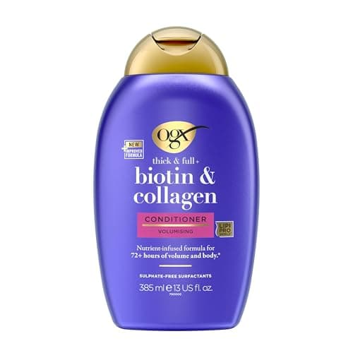 Image of OGX Biotin and Collagen Volumising Hair Conditioner, Thick and Full, with Vitamin B7 Biotin, and Collagen, for Thin Hair, Sulfate Free Surfactants, 385ml, packaging may vary