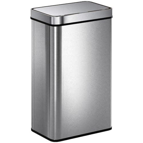 Image of HOMCOM 60 L Sensor Bin with Soft-Close Lid, Automatic Touchless Motion Kitchen Bin with Fingerprint-Proof Stainless Steel for Kitchen Gym Home Office, Silver Tone